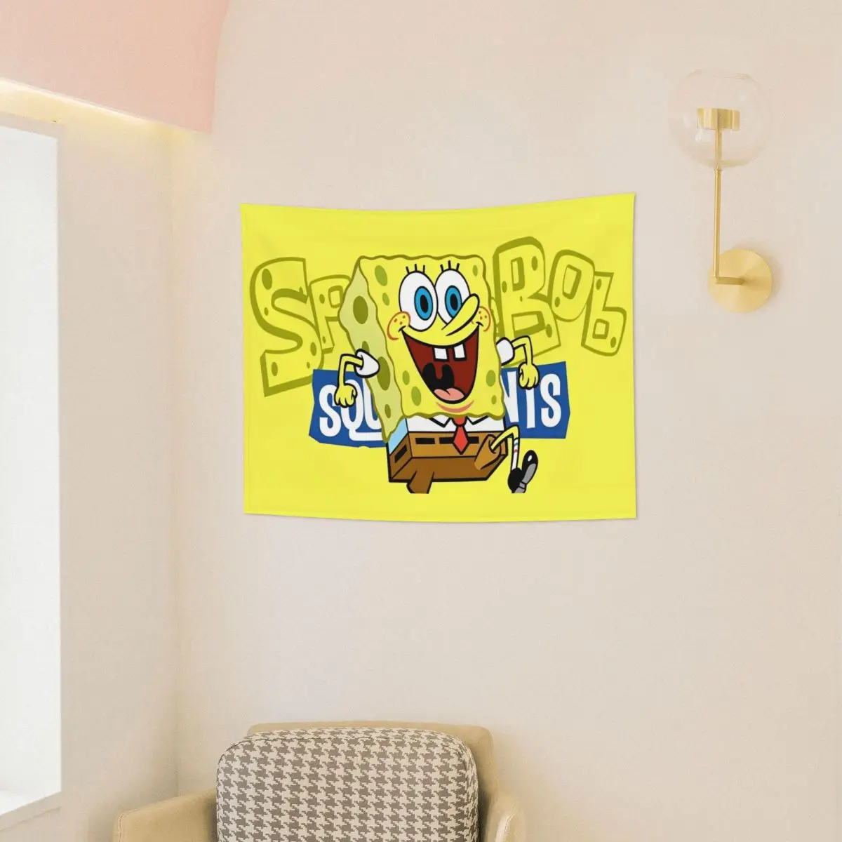 Губка Боб аниме мультфильм гобелен для спальни эстетические гобелены настенный