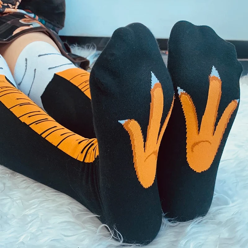 Chicken Paws Feet Socks Women's Long Socks Funny Cartoon Cotton Creative Chicken Leg Claw Ladies 3D Print Above Knee High Socks