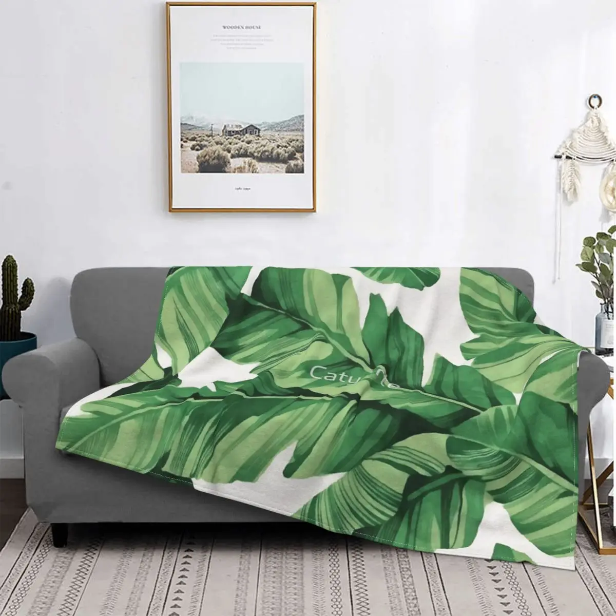 

Tropical Banana Leaves Throw Blanket Blanket Personalized Warm Living Room AntiPilling