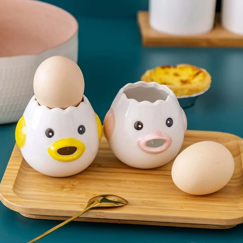 

Cute Ceramic Egges White Yolk Separator Chicken Egg Yolk White Separator Cartoon Chick Egg Separator Kitchen Gadgets