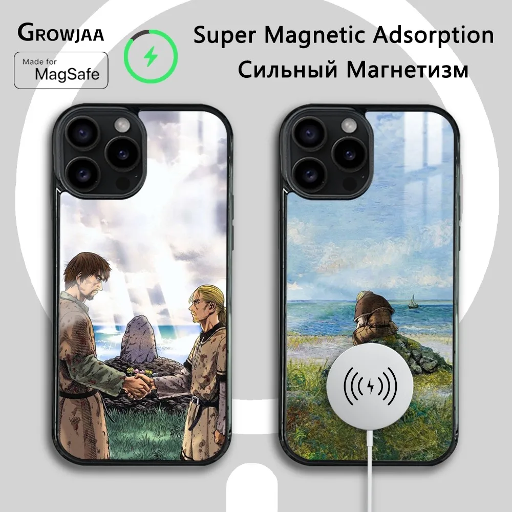 Чехол для телефона M-манга V-Vinland S-Сага iPhone 16 15 14 13 12 11 Pro Max Plus Mini Magsafe беспроводной