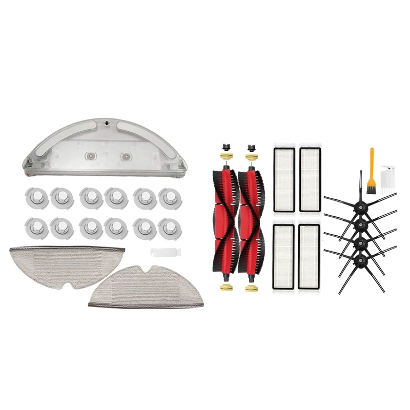 

New-2 Set Vacuum Cleaner Parts: 1 Set Water Tank Mop Cloths Filter & 1 Set Main Brush Side Brush HEPA Filter Mop Cloth