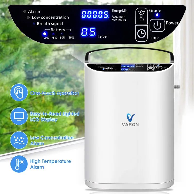 

Портативный кислородный концентратор VARON 5 л с импульсным потоком, кислородная машина для домашнего путешествия с батареей 110/220 В