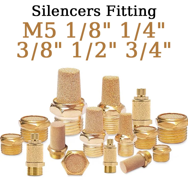 

10/50/200 Pneumatic Brass Exhaust Muffler BSL M5 1/8" 1/4" 3/8" 1/2" 3/4" Silencers Fitting Noise Filter Reducer Connector Coppe