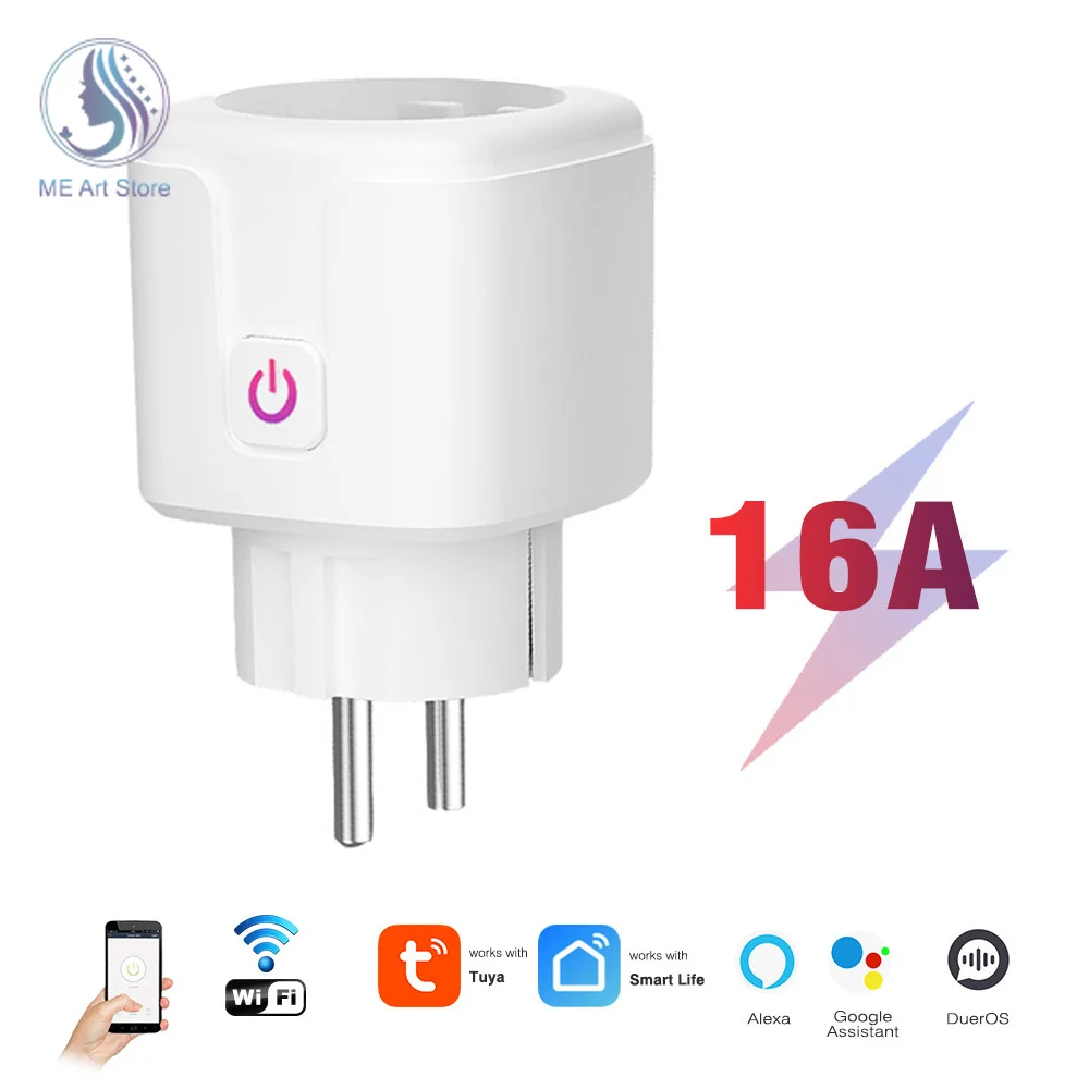 

16A/20A EU Socket Tuya Smart Life Smart WiFi Plug With Power Monitoring Timing Function Voice Control Via Alexa Google Home