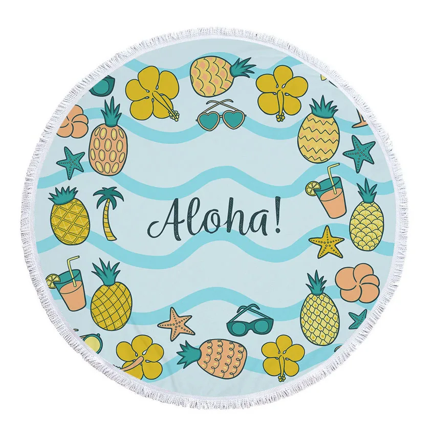 

Microfiber Round Beach Towel Thick Pineapple Shower Bath Towels Hawaii Summer Circle Yoga Mat Tassel Beach Towels Cleaning