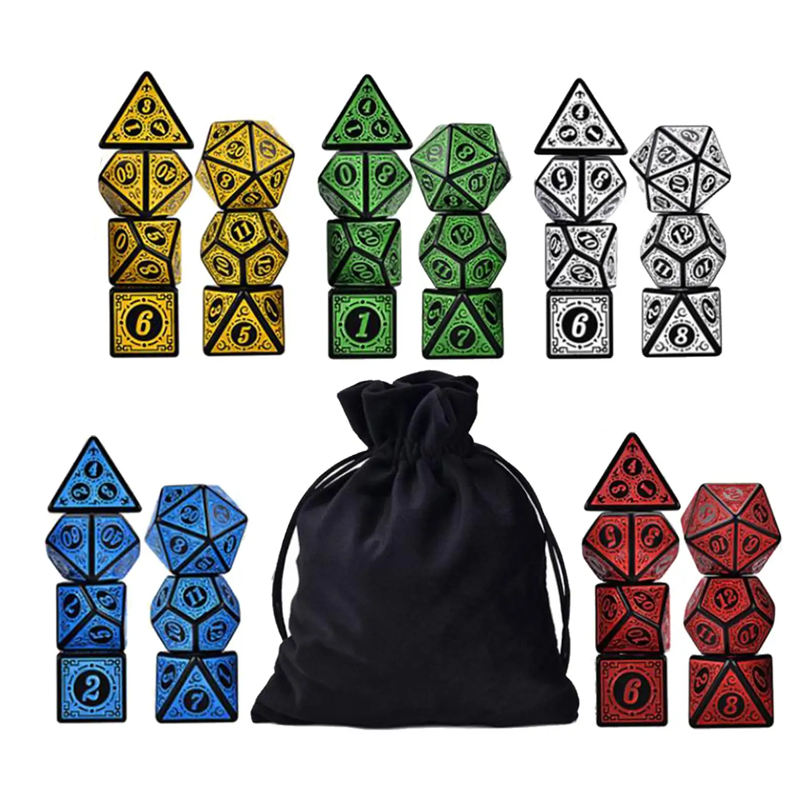 

35Pcs Acrylic Polyhedral Set with Pouches D for RPG Bar Toys Role Playing,Math Teaching,Table Games