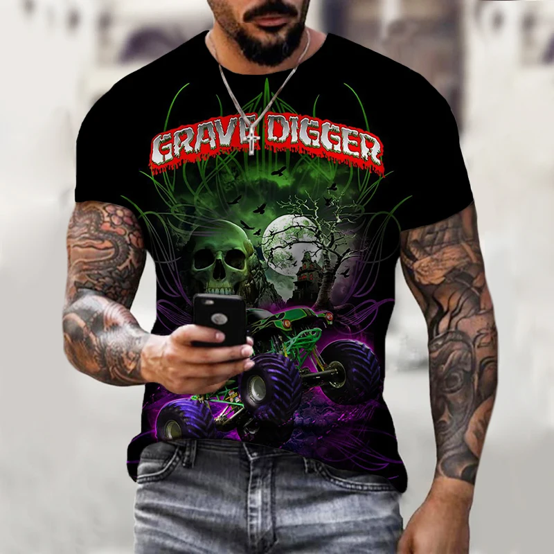 

Cool Monster Truck Print T Shirt Casual Loose Personality Tops T Shirt New Men/Women Wear Fashion Streetwear O-neck T-shirt