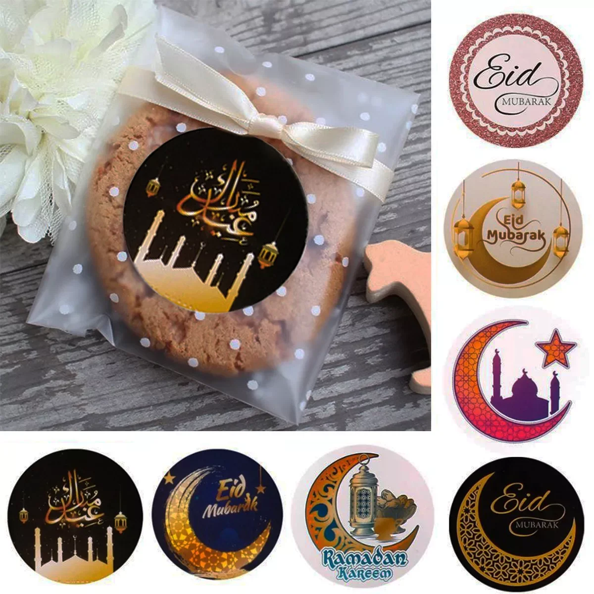 

Mubarak Decoration Paper Sticker Lable Seal Gift Sticker Islamic Muslim Ramadan Decoration for Home Eid Al Adha Supplies
