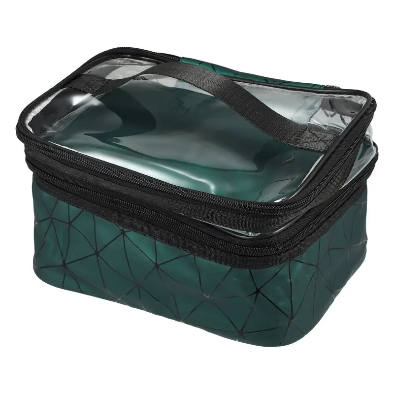

Double Layer Makeup Bag Cosmetic Bags Make up Organizer Bag Green