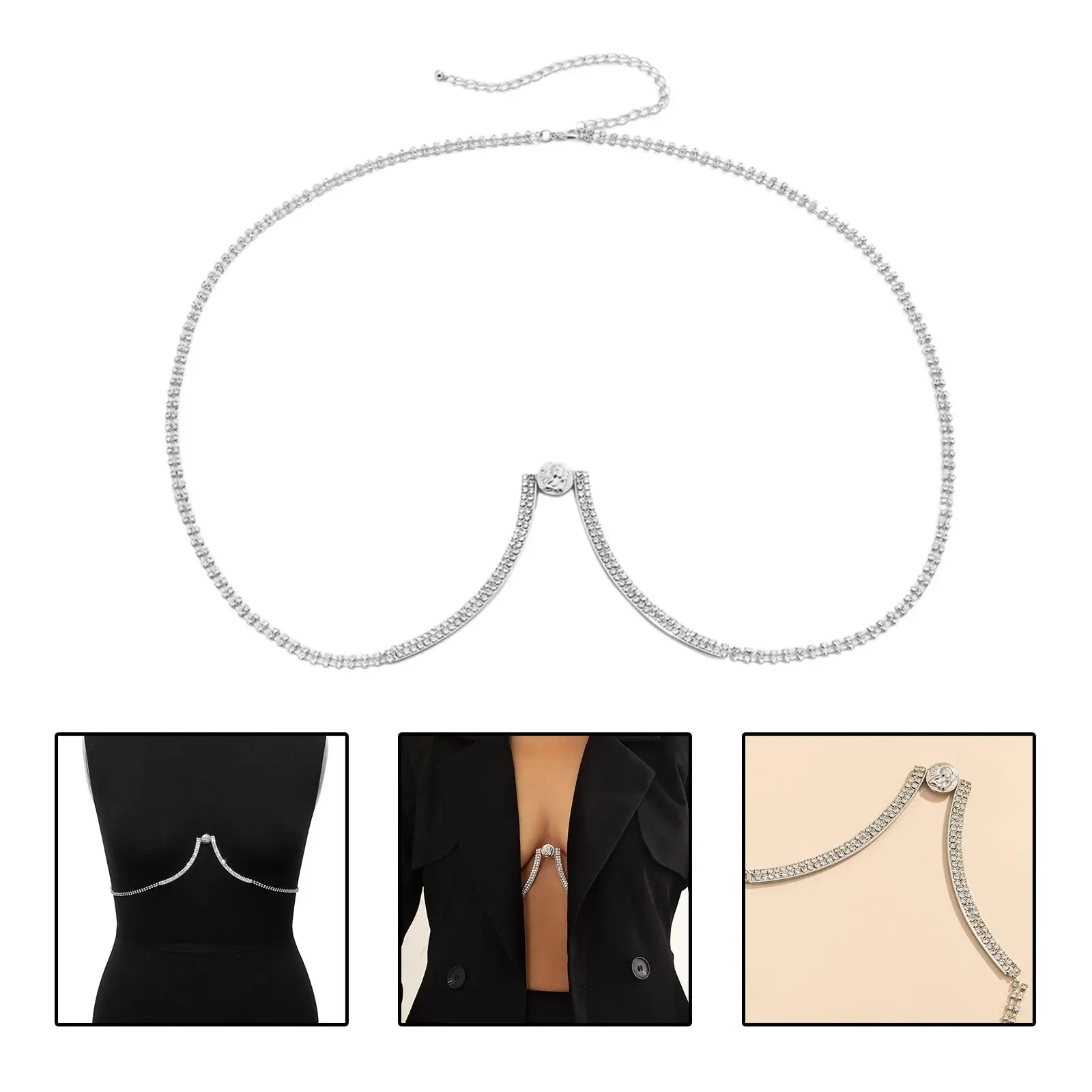 

Coin Chest Bracket Body Chain Rhinestone for Festival Gift Women Girls