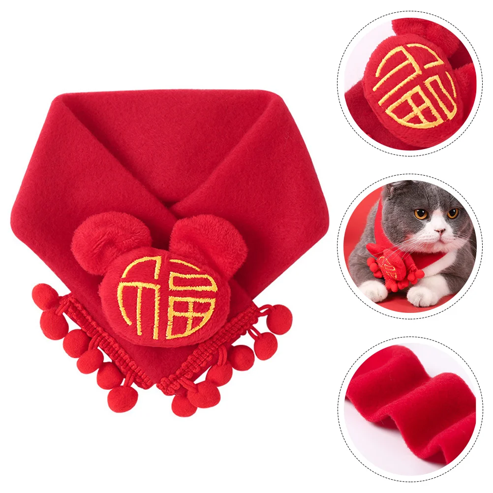 

Scarf Cat Christmas Dog Pet Gift New Clothing Costume Year Chinese Bandana Decorative Breathable Collar Warm Winter