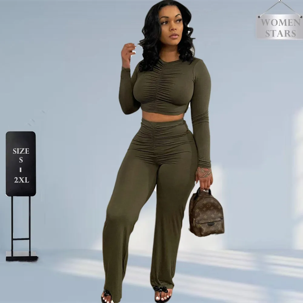 

Women's Clothing Matching Two Piece Set Women Solid Tracksuit Top Casual Bodycon Stretch Casual Outfits Wholesale Dropshipping