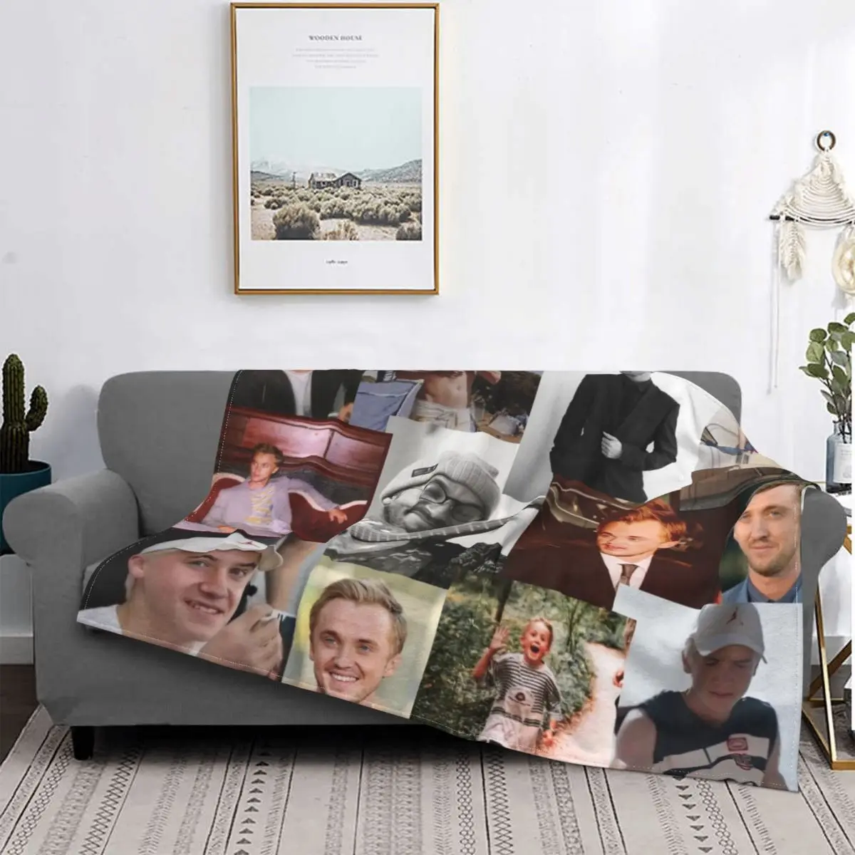 

Tom Felton Collage Blanket Draco Malfoy Bedspread Ultra Soft Winter Cover Sofa Bed Flannel Bedroom Picnic Velvet Decor