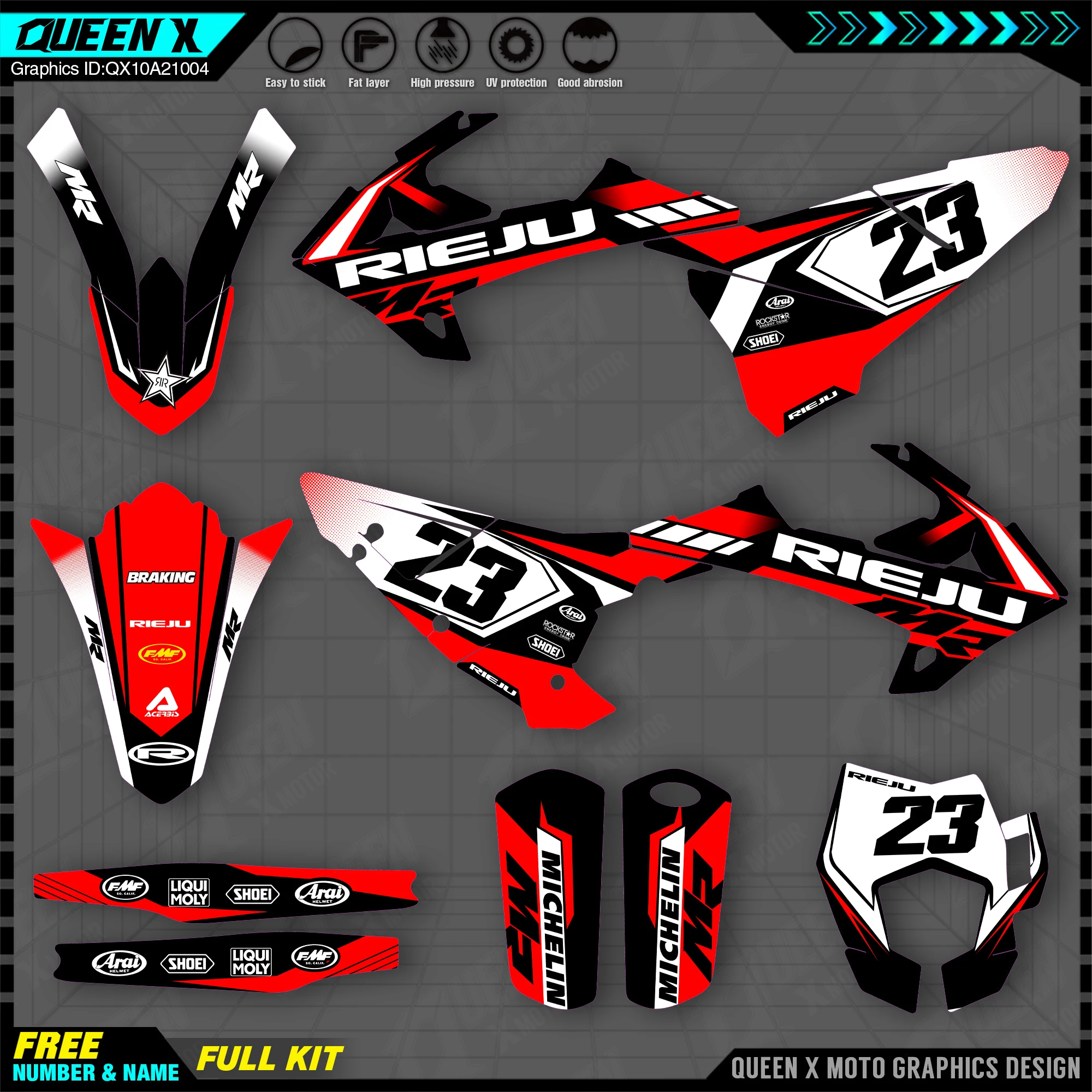 

QUEEN X MOTOR Custom Team Graphics Backgrounds Decals 3M Stickers Kit For RIEJU 2021 2022 MR300 MR PRO For Rieju Graphics