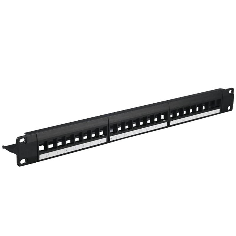 

19-Inch 1U Cabinet Rack Through 24-Port CAT6 Patch Panel RJ45 Network Cable Adapter Keystone Jack Modular Patch Panel