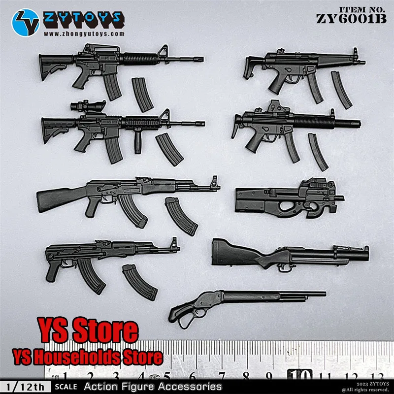 

9 Pcs/Set ZYTOYS Multi Styles 1/12 MP5 M4 AK47 P90 M1887 Simulation Static Model Gun Toys 6" Figure Military Hobby Collection