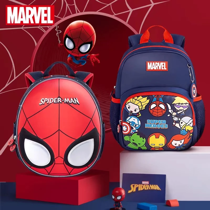 Genuine Disney  Kindergarten Backpack For Boys Spider Man Captain America Primary Student Shoulder Orthopedic Bag Mochila