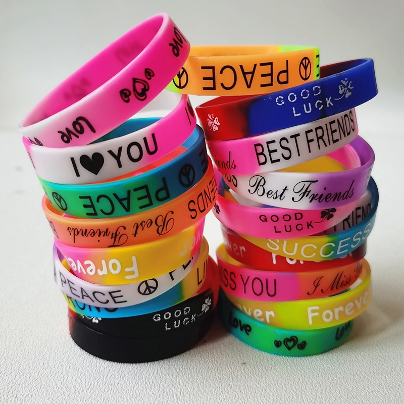 20 шт., силиконовые браслеты для мальчиков и девочек