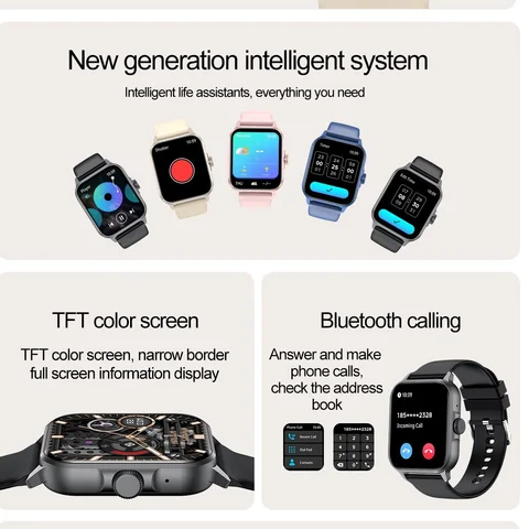 Bluetooth звонок Smart Watch 2025 Health Monitor активности трекер сообщение нажмите удаленного управления фото Smartwatch для Android айфонов