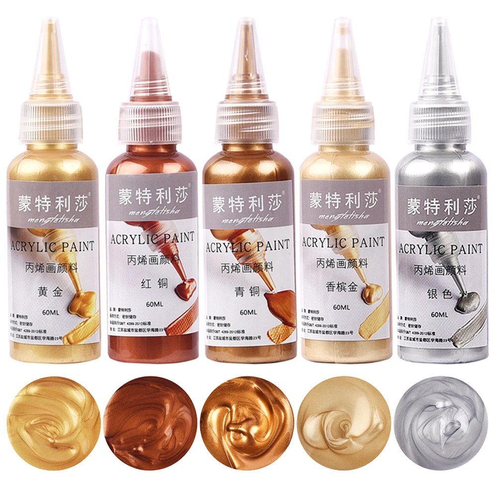 

60ml Metallic Acrylic Paint Resin Pigments Gold Silver Copper For Epoxy Resin Jewelry Making Handmade DIY Colorant Pigment
