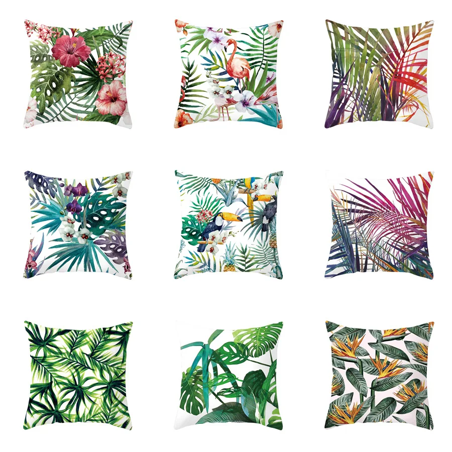 

Pillow Cover Tropical Plant Cushion Polyester Decorative Pillowcase Living Room Sofa Decoration