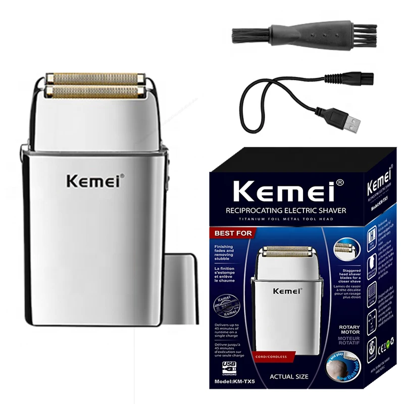Silver Usb Rechargeable Beard Shaving Men's Professional Reciprocating Head Bald Shaving Machine