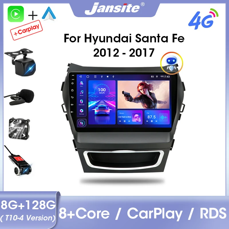 

Jansite 2 Din Android 11.0 Car Radio Multimedia Video Player For Hyundai Santa Fe 3 Grand IX45 2012-2017 Carplay Auto IPS Screen