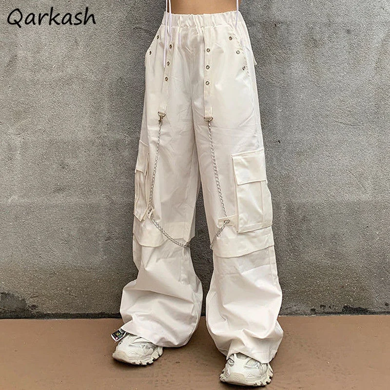 

Cargo Pants Women Chain Loose Cool Unisex All-match Chic Ulzzang Streetwear Spring New Design College Casual Young штаны Mujer
