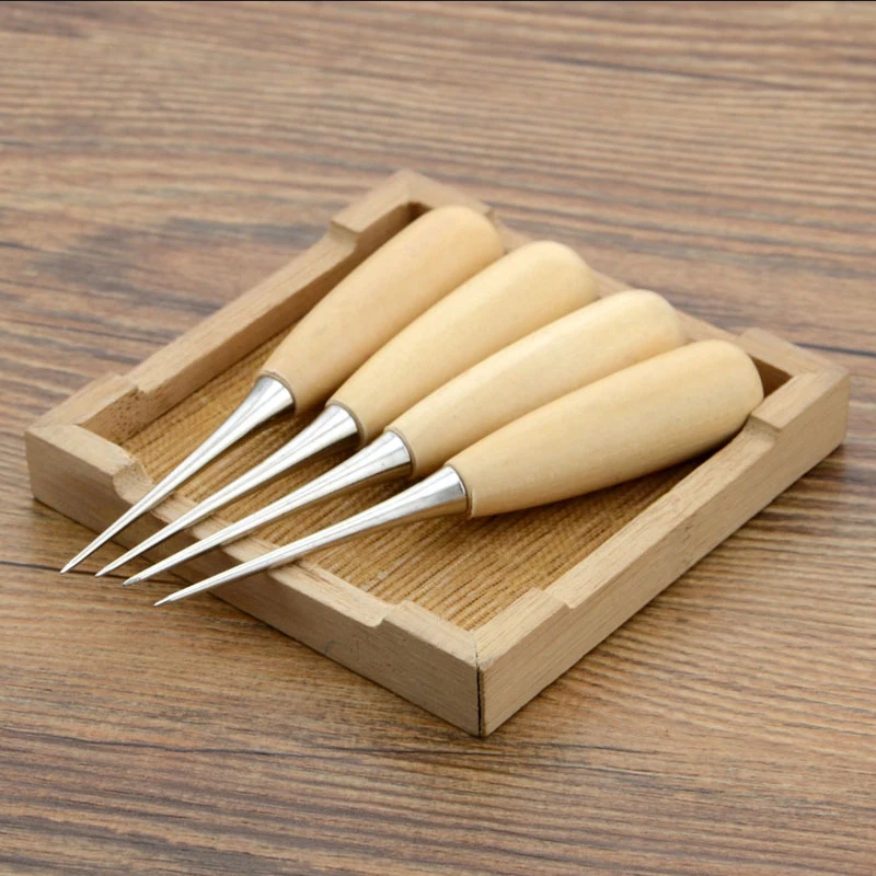 

1pc Wooden Handle Awls Diy Leather Tent Sewing Awl Shoes Repair Tool Hand Stitcher Leather Craft Awl Punch Hole Leather Tools