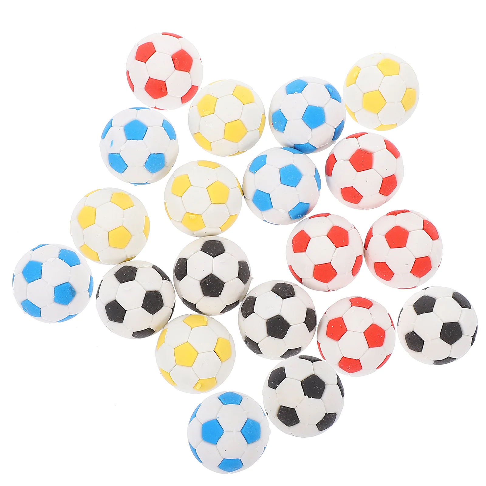 

20 Pcs Three-dimensional Pupils Mini Football Tpr Wear-resistant Erasers