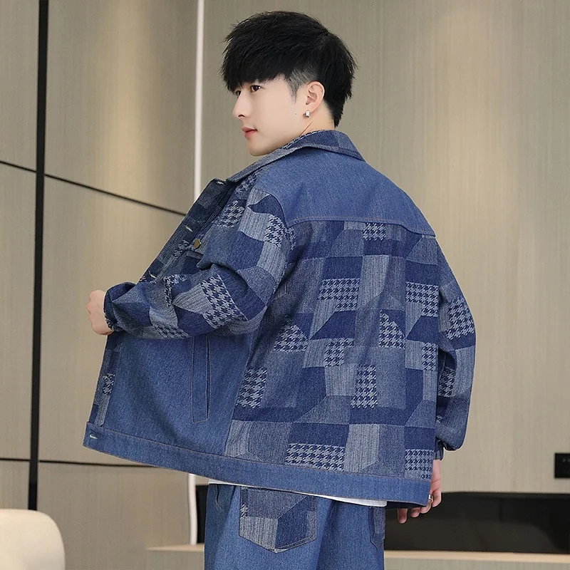 Куртка мужская с принтом Повседневная рубашка множеством карманов воротником