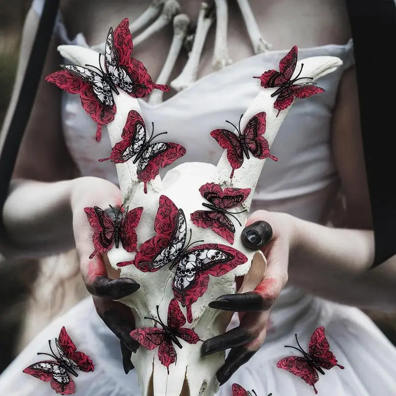 

3D Butterfly Decals 12pcs Set Wall Mounted Decoration Self Adhesive Stickers Multifunctional Ornamental Decor For Birthday Party