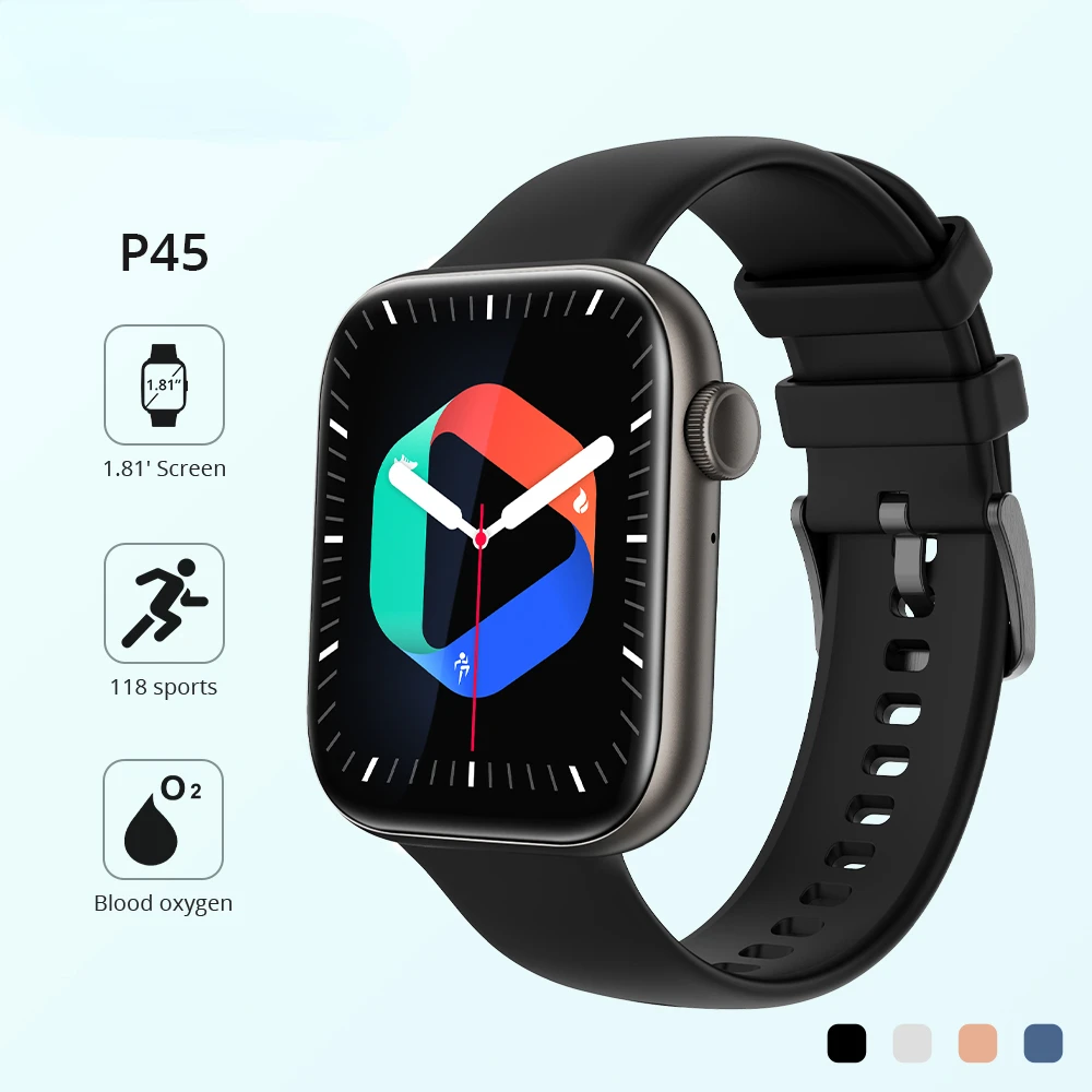 

2023 P45 1.81 inch Bluetooth Calling Smartwatch Men Support 118 Sports Women Smart Watch PK iwo 13 W27 W37 Pro S7 New Best Sale