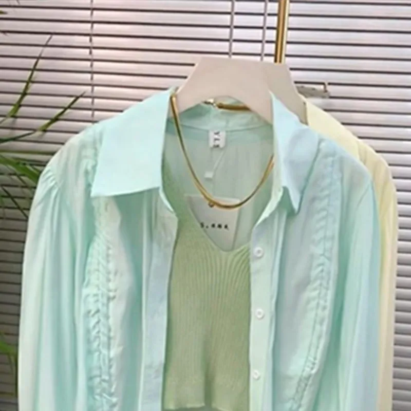 Блузка женская короткая Солнцезащитная свободная с длинным рукавом 2658