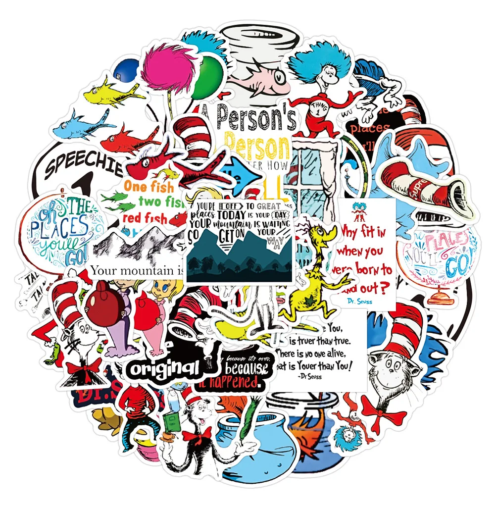 10/50Pcs/pack Merry Christmas Dr Seuss Stickers for Laptop Phone Luggage Skateboard Guitar Scrapbooking Decor Decals Graffiti - купить по