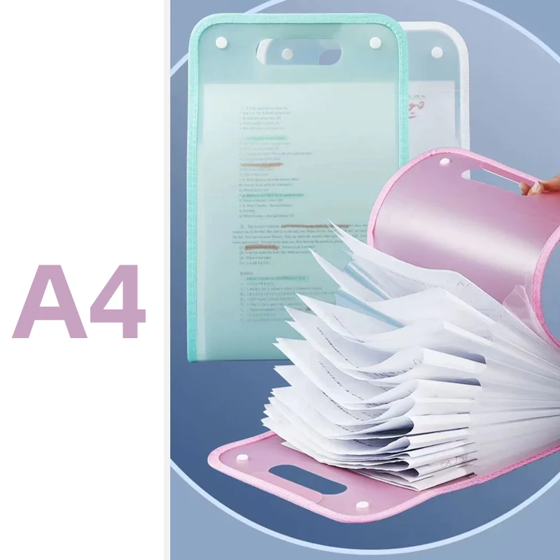 

A4 File Folder 12 Grids Document Bag Large Capacity Transparent Plastic Paper Organizer Stationery School Office Supplies