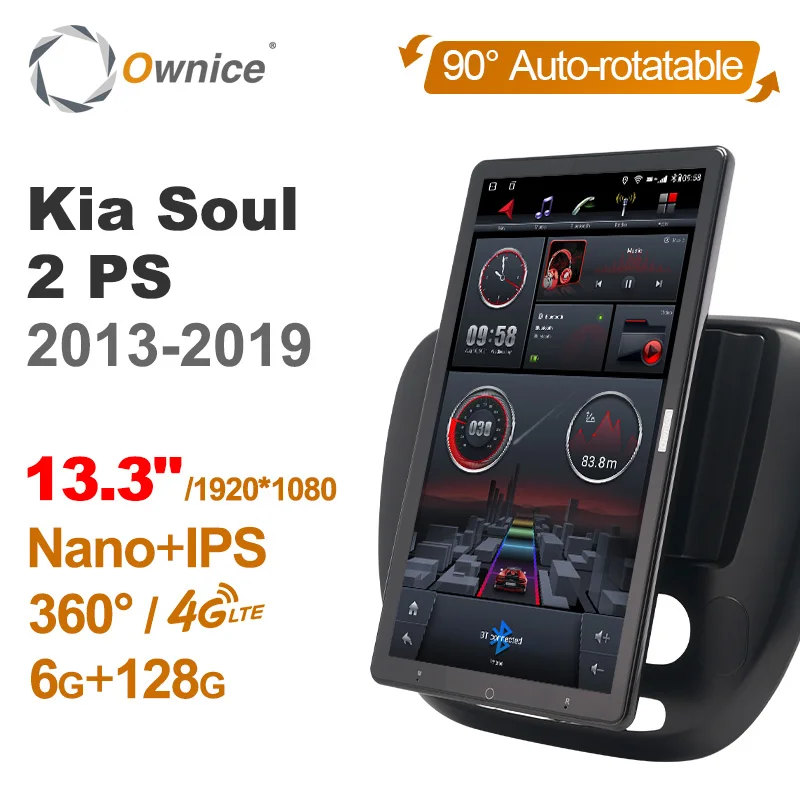 

13.3 Inch 1920*1080 Ownice 1Din Android10.0 Car Radio for Kia Soul 2 PS 2013 - 2019 GPS Auto Audio System Player Auto Rotatable