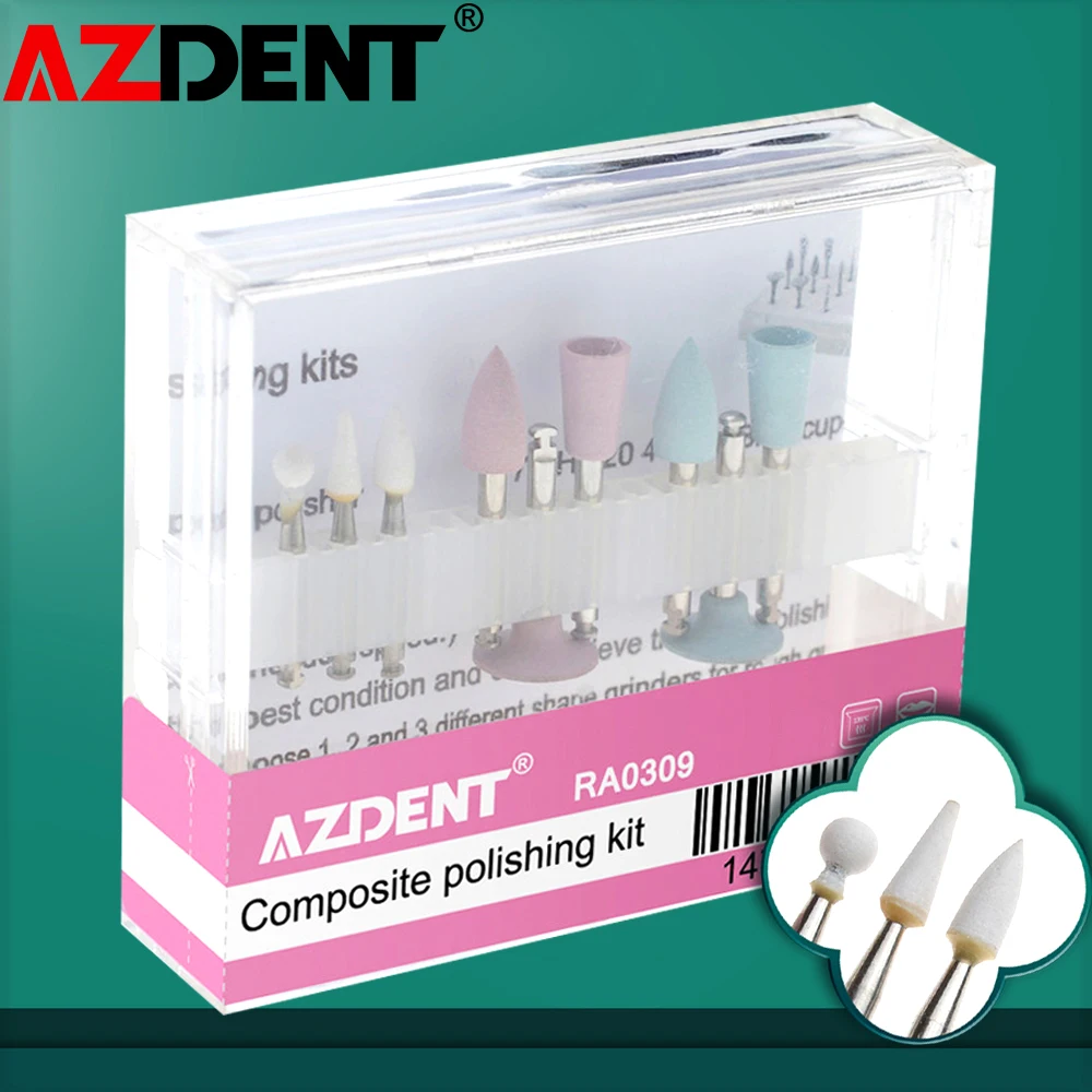 Dia.2.35mm Dental Light-Curing Resin Polishing Set  Ceramic Silicon Rubber Slow Bending Machine Grinding Head