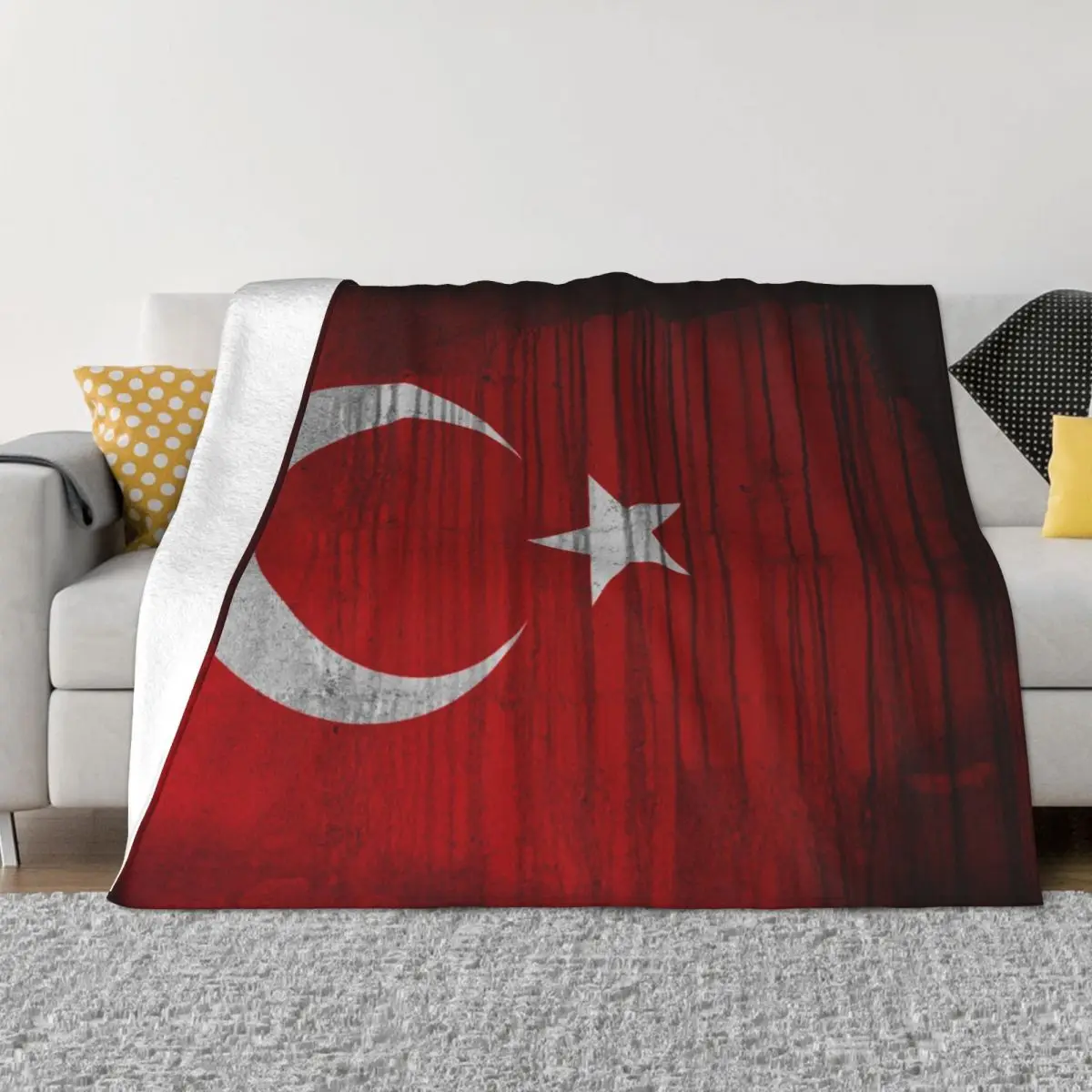 

Turkey Flag Blanket Fleece Print Multifunction Lightweight Thin Throw Blankets for Bed Couch Bedding Throws