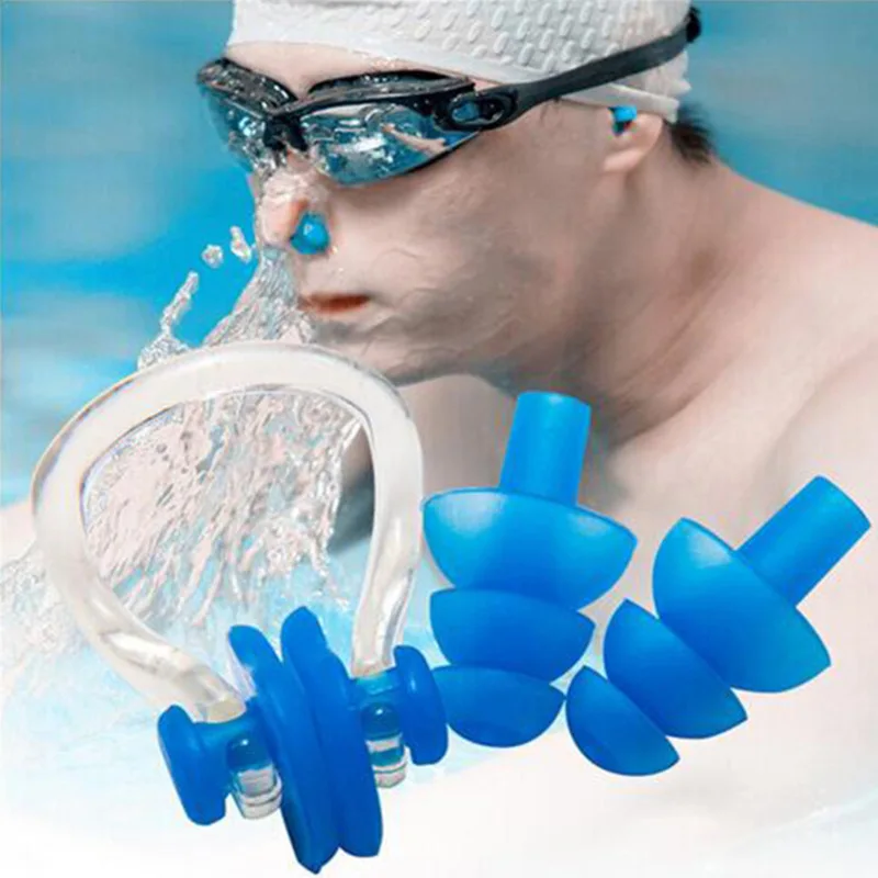 

Silicone Swim Nose Clip Earplugs Waterproof Swimming Nose Clip Soft Silicone Ear Plugs Set Surf Diving Swimming Pool Accessories