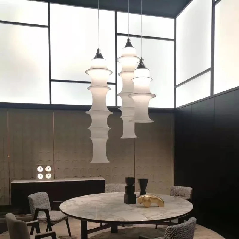 Итальянский дизайнерский тканевый шелковый подвесной светильник Вертикальный