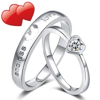 2pcs love heart zircon couple rings set forever endless love bridal ring wedding engagement valentines day ring jewelry gifts