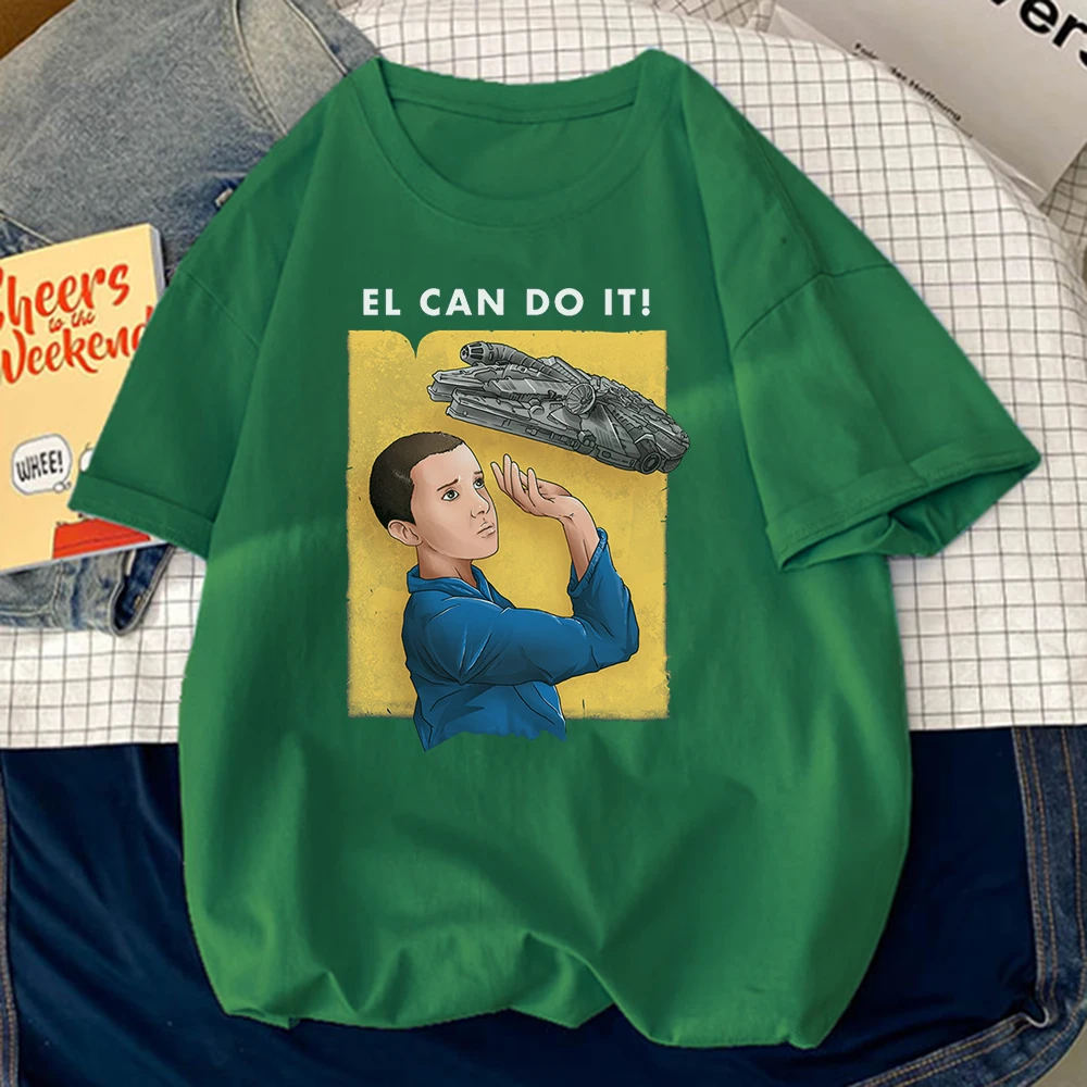 

Футболка мужская с надписью «El Can Do It», модная рубашка большого размера с круглым вырезом, в простом стиле, повседневная одежда для мужчин