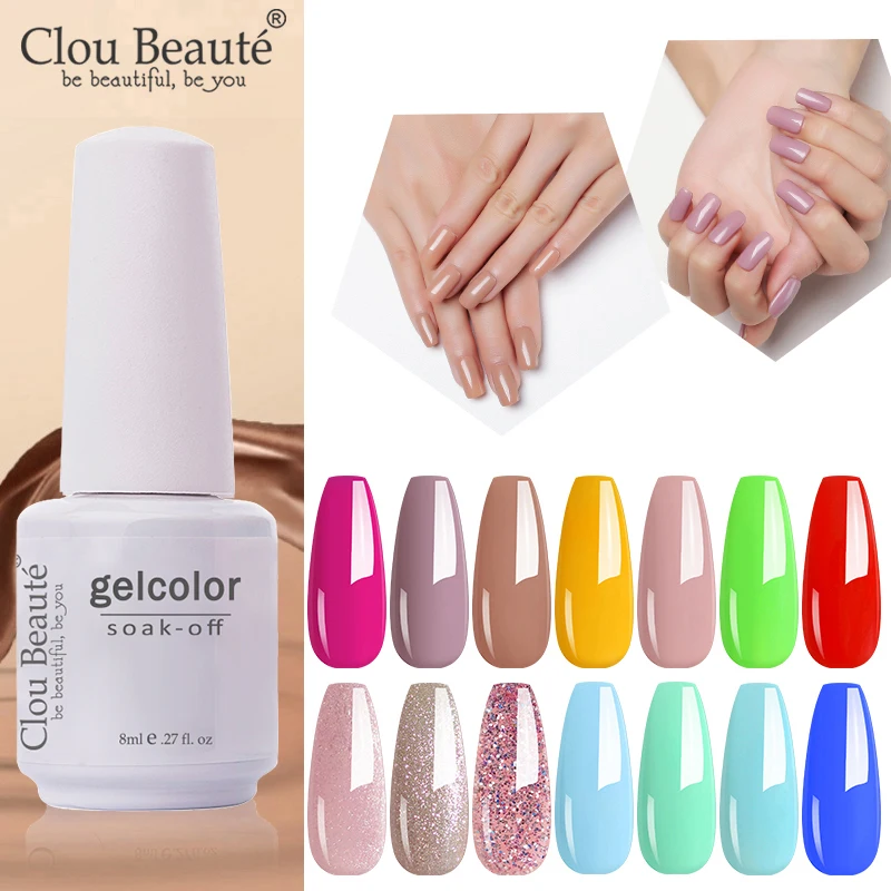 

Clou Beaute 8ml 115Colors Gel Nail Polish Top Base Coat Vernis Semi Permanent UV Glitter Hybrid Gel Nail Art Beauty Lacquer