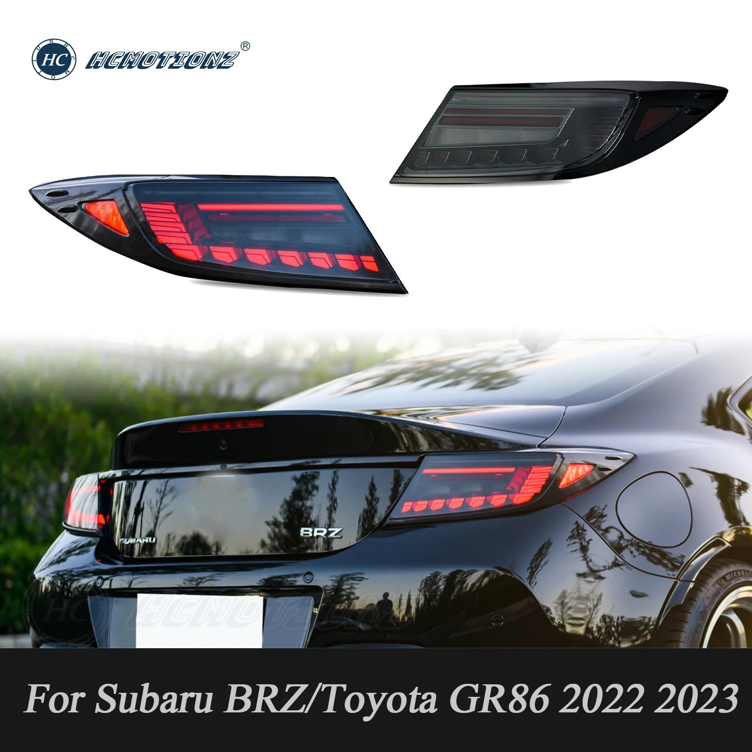

HCMOTIONZ Tail Lights for Toyota GR86 2022 2023 for Subaru BRZ DRL Dynamic Turn Signal Car Back Rear Lamps Assembly