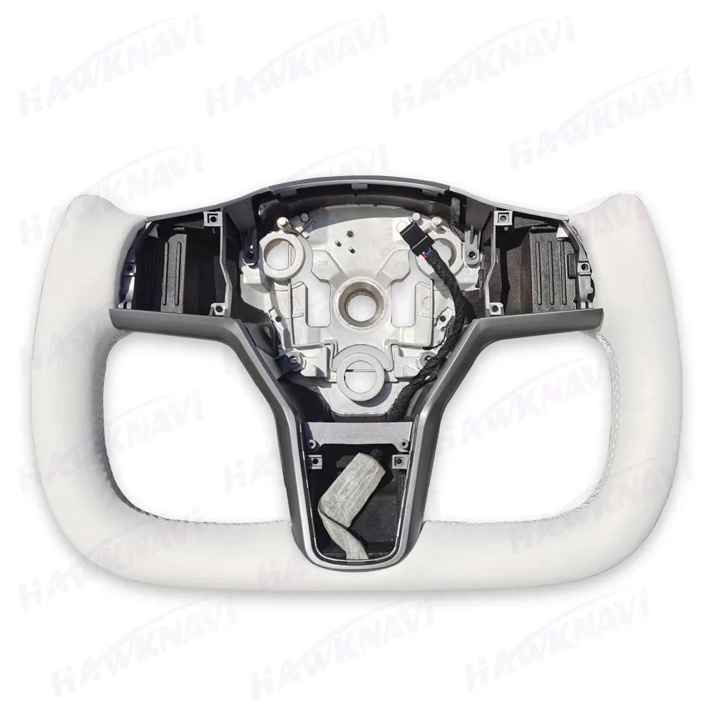 Hawknavi 350 мм руль с колюком для Tesla Model 3 Y модифицированный гоночный стиль кожа белый
