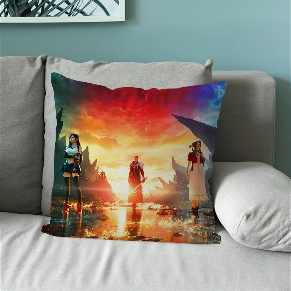 Classic Game F-Final Fantasy VII Rebirth Pillow Case Sofa Living Room Bedroom Headboard Backrest Cushion Square Nap Time