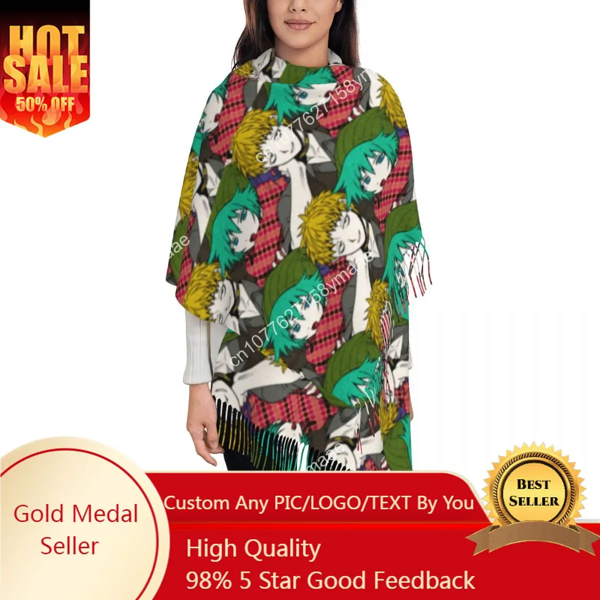 

Keiji Shinoji Scarf for Womens Winter Fall Pashmina Shawls and Wrap Your Turn To Die Long Large Scarves with Tassel for Ladies