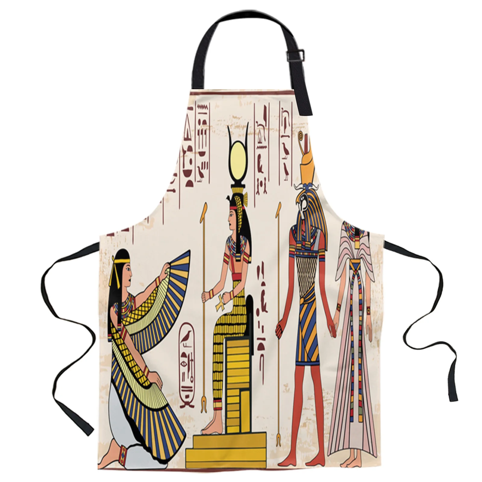 

Egyptians Ancient Culture Murals Design Adjustable Canvas Kitchen Coffee Apron Ladies Couple Cooking Dining